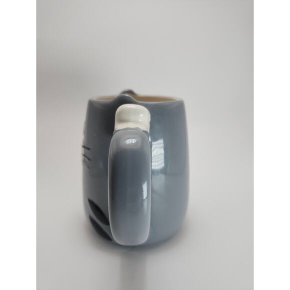 TAG 3D Cat Face Gray Ceramic Mug Cute Whiskers Ears Paws Coffee Cup Display - Picture 5 of 10